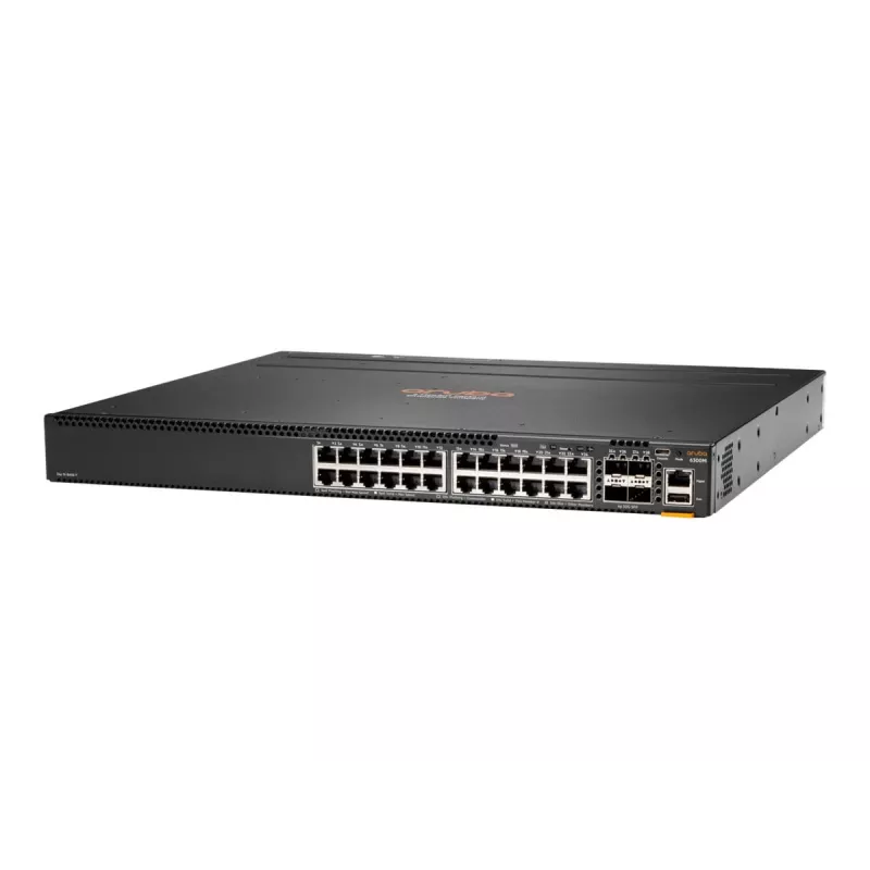 HPE Aruba 6300M - Switch - L3 - gerido - 24 x 10/100/1000 + 4 x 1 Gigabit / 10 Gigabit / 25 Gigabit / 50 Gigabit SFP56 (Uplink / Stacking) - Frente e lado para trás - montagem em rack
