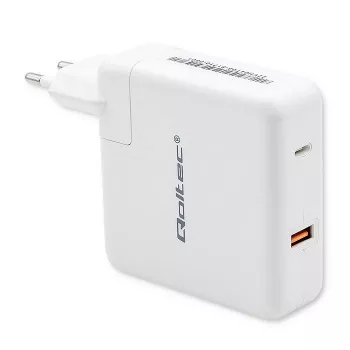 Carregador GaN Qoltec FAST 108W | 5-20V | 3-4.7A | USB C | branco