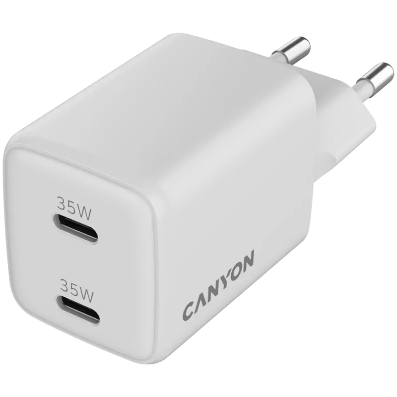 Canyon CU35CC GaN 35 W 2xPD carregador de parede, branco