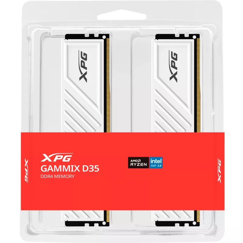 DIMM 32 GB DDR4-3600 (2x 16 GB) Dual-Kit, memória branca, AX4U320016G16A-DTWHD35, XPG Gammix D35, INTEL XMP