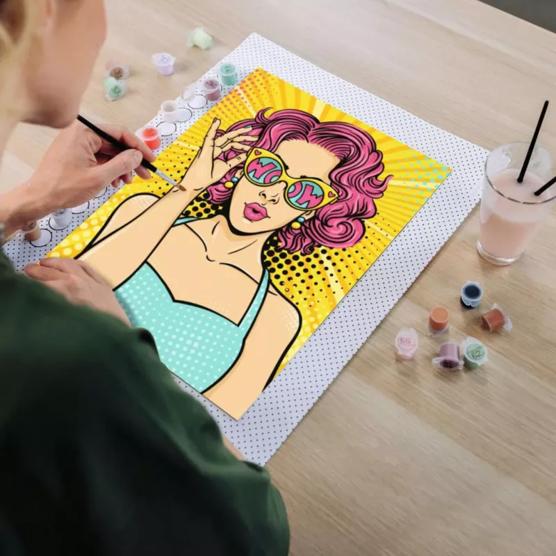 Conjunto de pintura Ravensburger CreArt ART Collection Canvas Edition — Lady in Pink (PopArt)