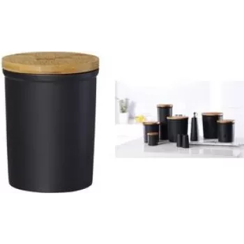 Recipiente de armazenamento ritzenhoff & breker Jasper preto 1800 ml grés com tampa de bambu
