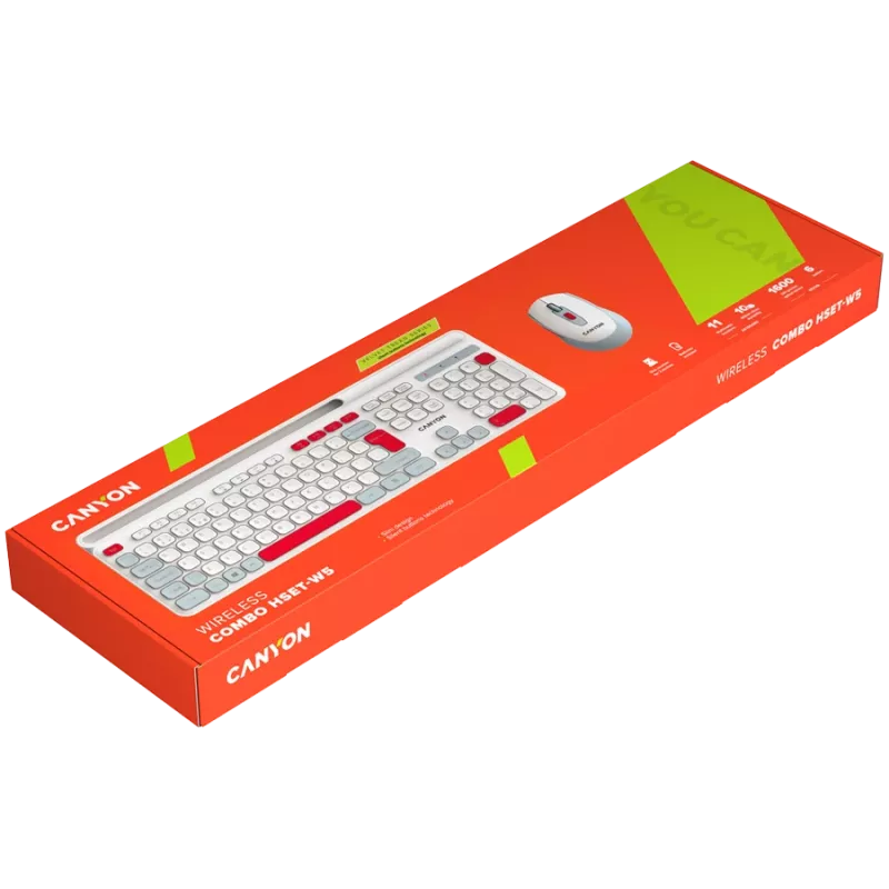 CANYON HSET-W5 EN teclado + rato AAA+AA sem fios branco