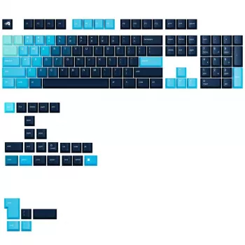 Keycaps GLORIOUS GPBT Gradient Celestial Ice – layout ANSI, conjunto de keycaps PBT com sublimação de cores
