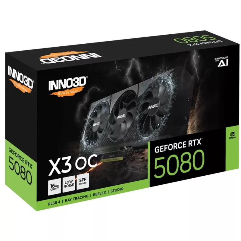 Placa gráfica Inno3D GeForce RTX 5080 16 GB GDDR7, PCIe 5.0, 256-Bit, 300×120×50 mm
