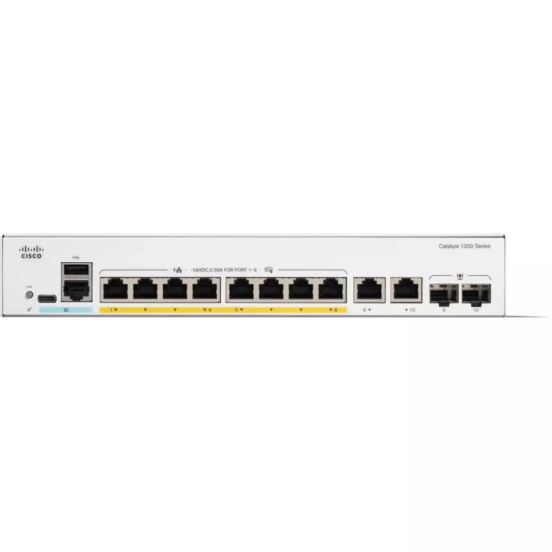 CISCO Catalyst 1200 switch 8 portas / PoE+ com orçamento de potência de 120W / 2 x 1G SFP uplinks (C1200-8FP-2G)