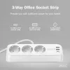 Extensão elétrica DIGITUS 3 tomadas com 2×USB-A e 1×USB-C, 3 tomadas AC tipo E/F, cabo de 1,5 m, branco