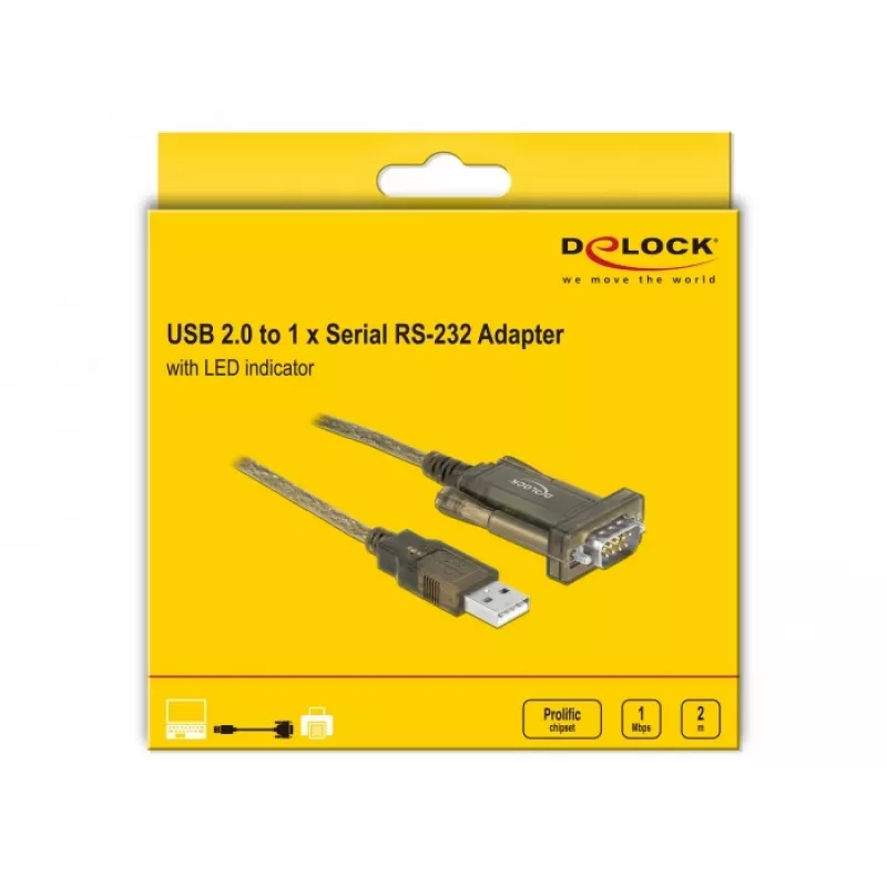 Cabo série DeLOCK 64073 USB Type-A DB-9 transparente 2 m