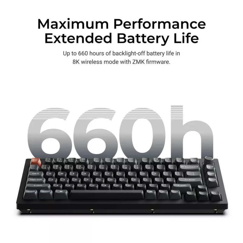 Teclado mecânico Keychron V1 Ultra 8K — 75 % QWERTY, Bluetooth, com fios, RGB, preto