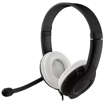 Auscultadores MEDIA-TECH MT3573 com fios binaurais dobráveis com microfone de arco, cabo de 1,9 m, USB, preto