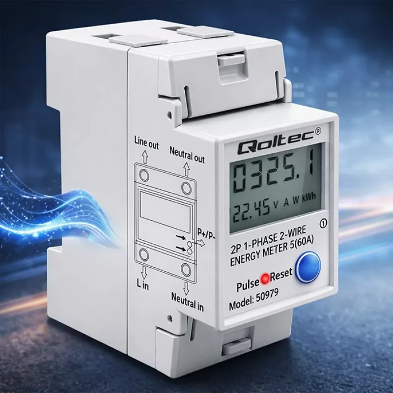 Contador de energia QOLTEC monofásico calha DIN 230V (MPN 50979)