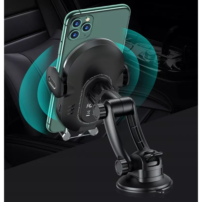 Suporte de carro indutivo para smartphones usams US-CD131 15W automático para para-brisas e painel de bordo