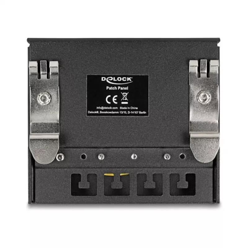 Patch panel DELOCK Mini Desktop RJ45 4 portas Cat.6A blindado preto, metal, 90×22×93 mm