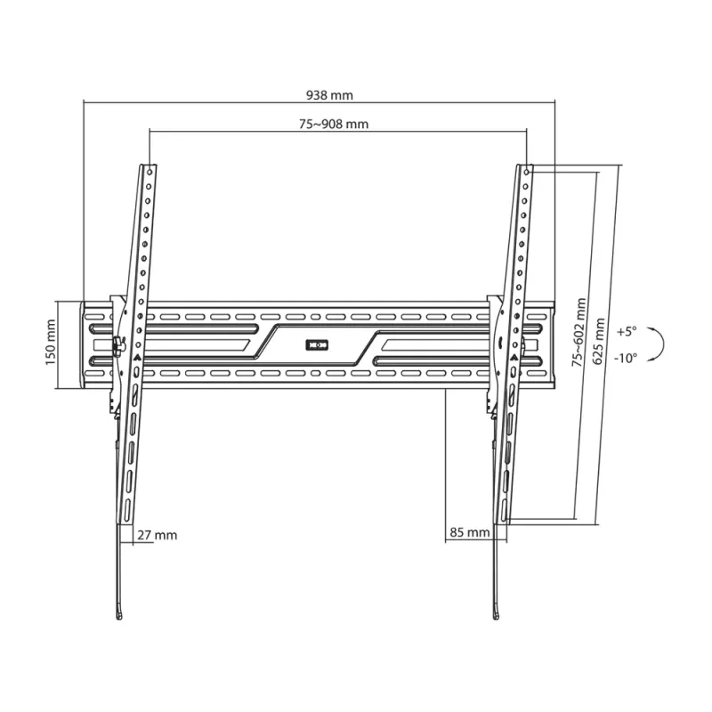 Suporte de parede/teto SBOX PLB-4269T-2 para ecrãs de 43–100 kg, plataforma 900×600 mm