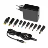 Fonte de alimentação para portátil IBOX IUZ65WA, AC/DC automático 100–240V → 18,5–20,5V, 65W, 1×USB, preto