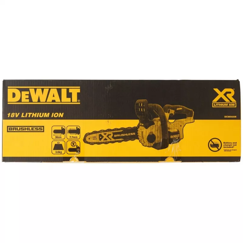 Motosserra DeWALT DCM565N-XJ — sem fios a bateria, lâmina 30 cm, capacidade da bateria 5 Ah, depósito de óleo 0,14 L