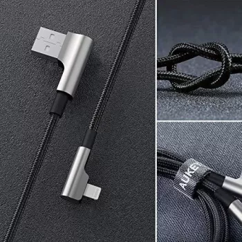 Cabo Nylon Oem CB-AL01 Preto USB Lightning 2m Fichas de 90 Graus C