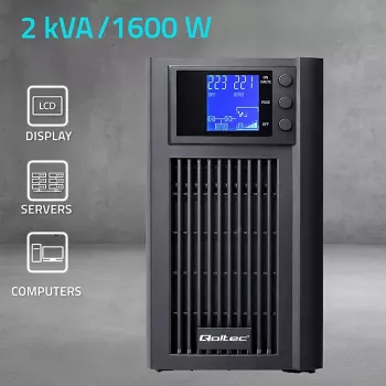 UPS QOLTEC onda sinusoidal pura 2kVA 1600W com AVR e ecrã LCD