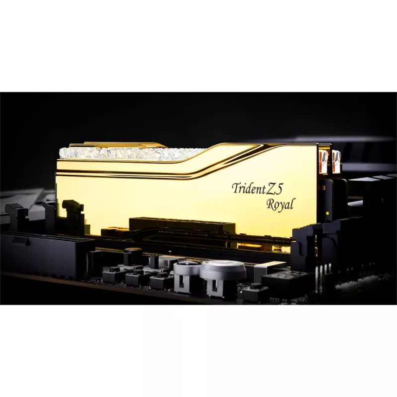 DIMM 32 GB DDR5-6000, memória dourada, F5-6000J2836G16GX2-TR5G, Trident Z5 Royal RGB, INTEL XMP