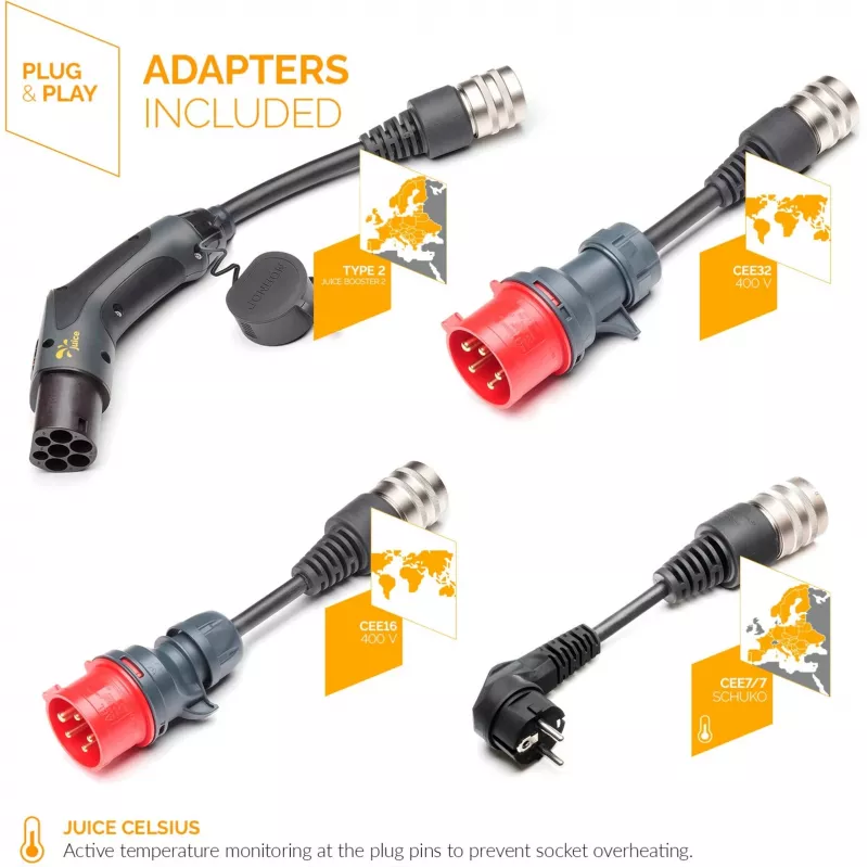 Juice Technology JUICE BOOSTER 2 Traveller Plus EV Set (EU) (antracite/preto, 1,4 - 22 kW, cabo de 3,1 metros)