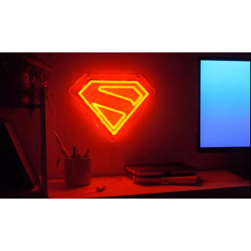 Luz néon LED de parede Paladone Superman PP14478SMTVN, placa decorativa de parede