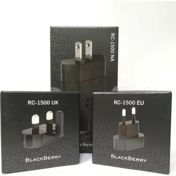 BlackBerry carregador de viagem rápido RC-1500, multipin EU/UK/NA, preto (conjunto de 3) (RC-1500)