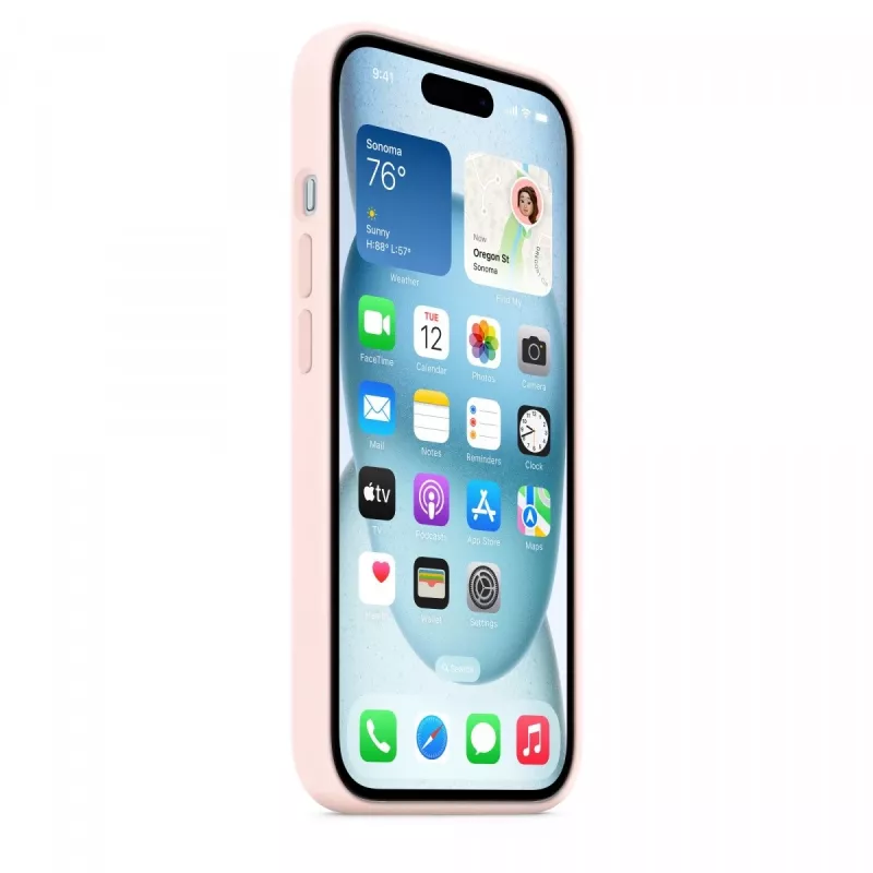 Capa de silicone com MagSafe para iPhone 15 - Rosa-claro
