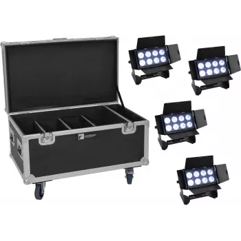 Conjunto de luz wash EUROLITE Multiflood 20001000 — 4 projetores, 8x10W LEDs RGBW cada