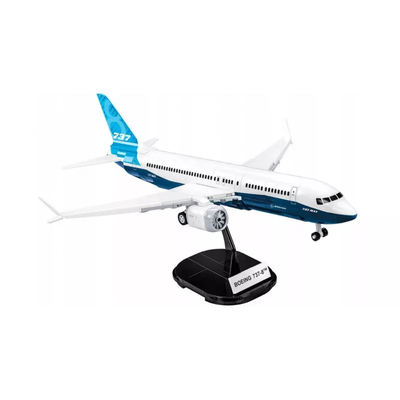 Conjunto de montagem Cobi Boeing 737-8 — 340 peças, idade recomendada 7+, azul e branco