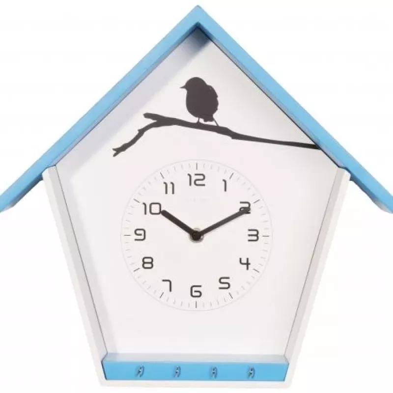Relógio de parede NeXtime 3109bl Cuckey, 30,5x33x11 cm, azul/branco