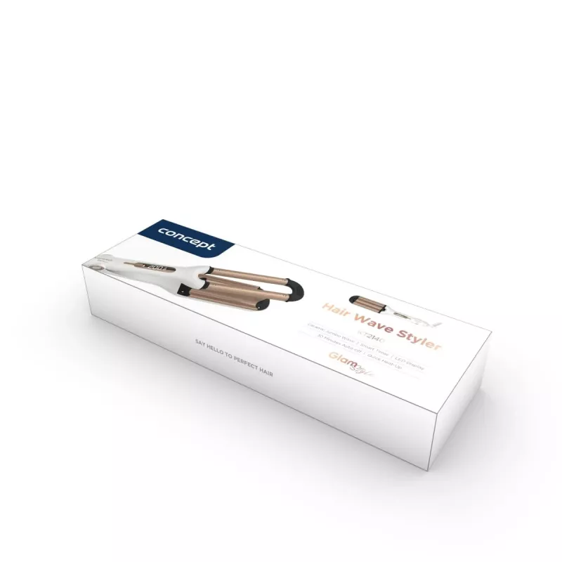 Concept GLAM Style KT2140 modelador de ondas para o cabelo, 100 W, 9 níveis de temperatura, revestimento cerâmico, cabo giratório de 1,8 m, ouro rosa