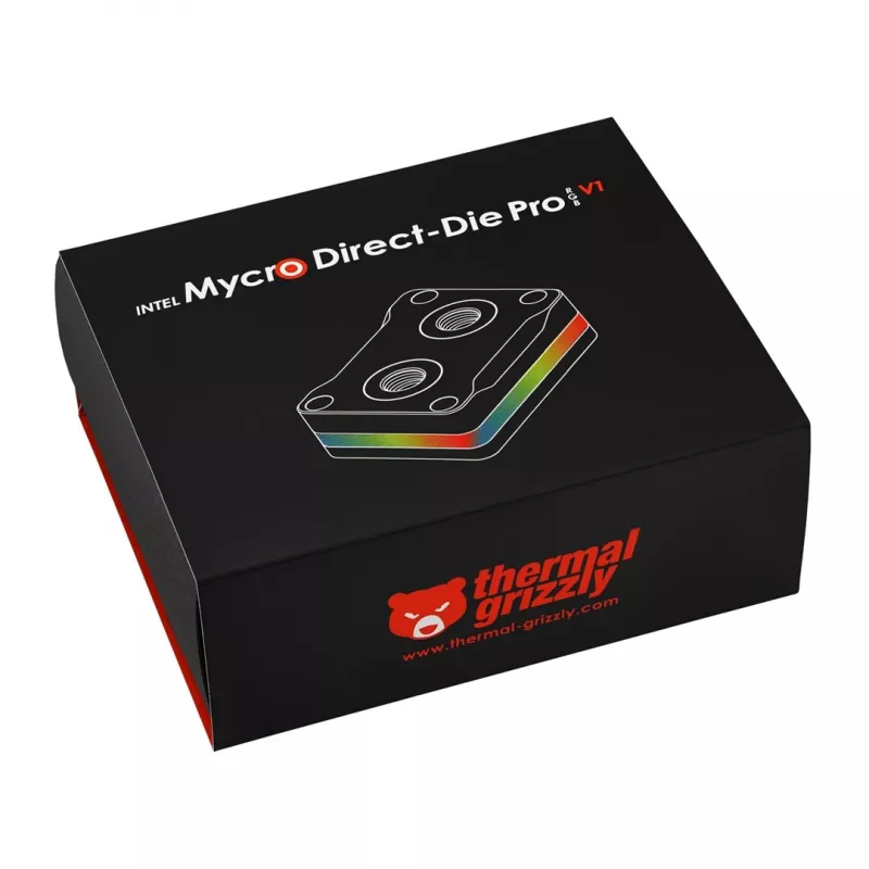 Thermal Grizzly Intel Mycro Direct-Die Pro RGB V1 bloco de água para CPU, preto/transparente