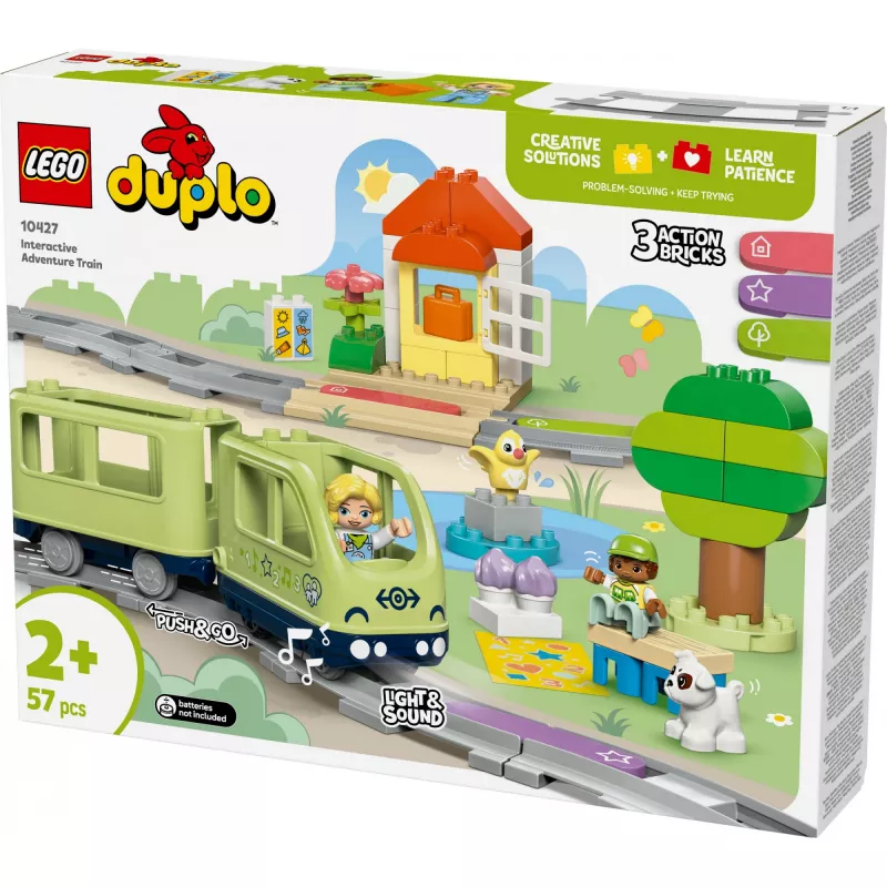 Conjunto de comboio de brincar LEGO DUPLO Aventuras interativas comboio 10427, 57 peças, 2 minifiguras, para crianças a partir dos 2 anos
