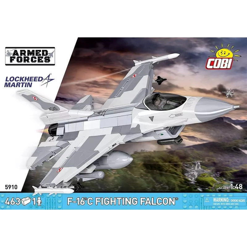 Conjunto de construção Cobi F-16C Fighting Falcon – 463 peças, maquete à escala