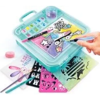 Conjunto de aguarelas portátil com acessórios – Canal Toys ART012, estojo de arte de viagem compacto com tintas e ferramentas