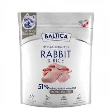 BALTICA Nutraceutic Hypoallergenic S Coelho com Arroz – Alimento seco para cães – 1 kg