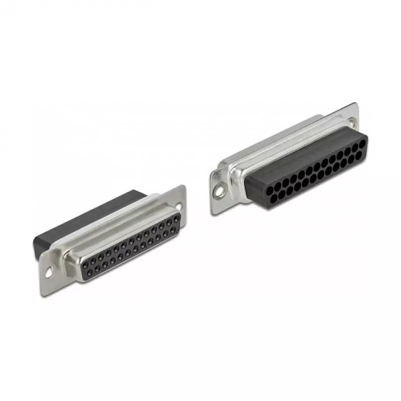 Ficha de crimpagem D-Sub 25 pinos conector fêmea para 2x conector fêmea RJ45 DeLOCK 66834