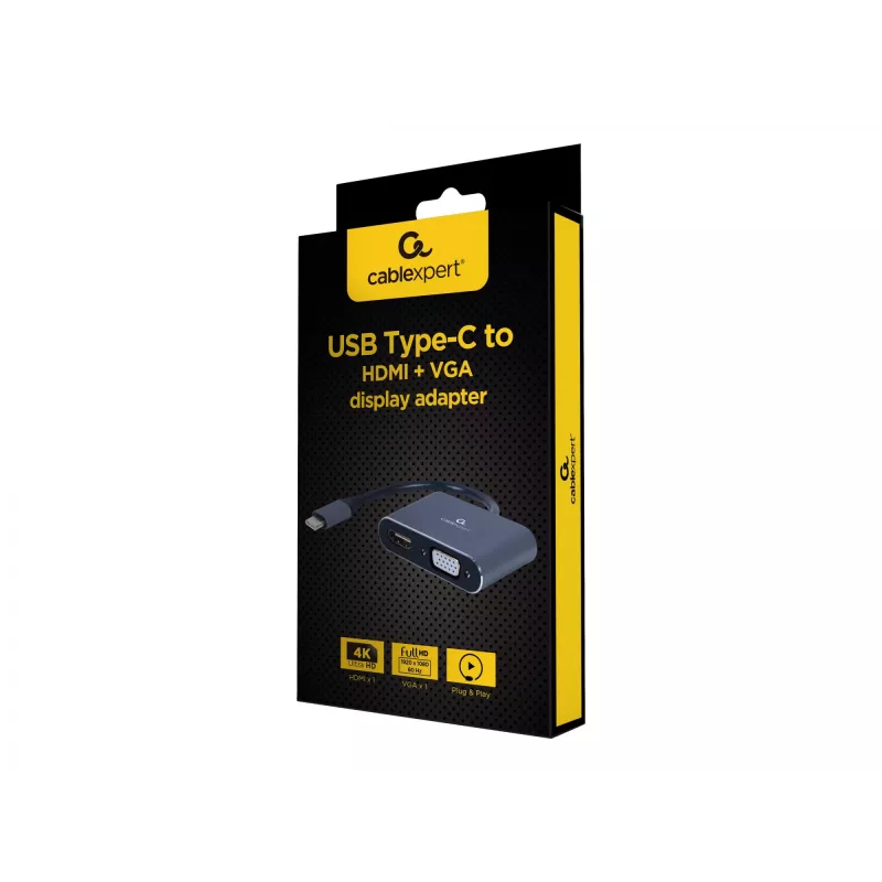 Cablexpert A-USB3C-HDMIVGA-01 adaptador gráfico USB cinzento