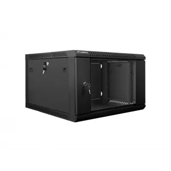 Armário de instalação de parede Lanberg 19'' 6U 600x600mm preto (porta de vidro)