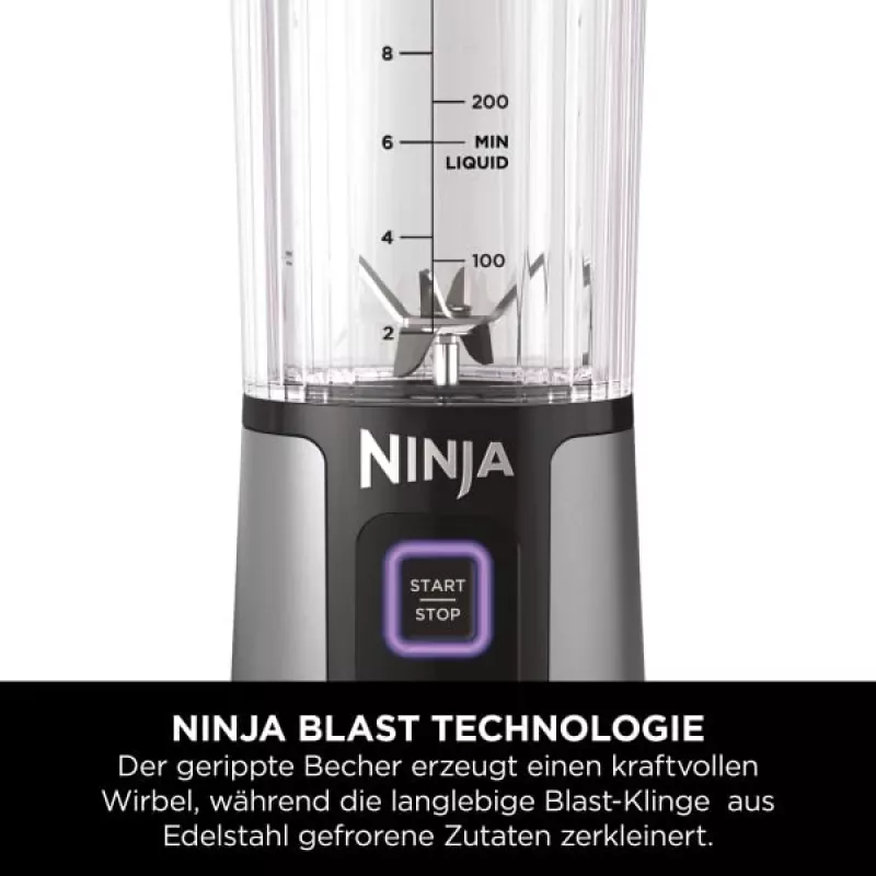 Misturadora desportiva Ninja BC151EUBK — recipiente de 0,53 L, 14,4 W, bateria, Ice-Crush, preto