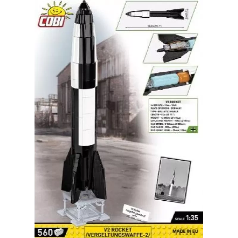 Conjunto de construção COBI V2 foguetão 560 peças Segunda Guerra Mundial