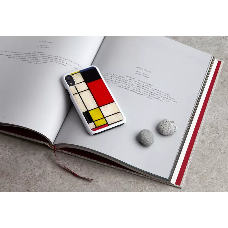 Capa para smartphone iKins para iPhone XR Mondrian branca – capa traseira rígida de proteção