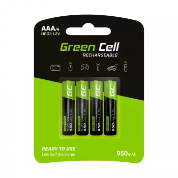 Bateria recarregável Green Cell GR03 AAA NiMH 1,2 V 950 mAh – pack de 4, blister
