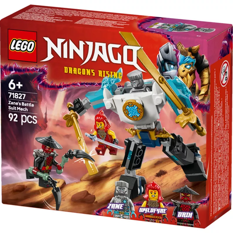 LEGO NINJAGO conjunto 71827 Mech de combate do Zane, 92 peças, 2 minifiguras, altura 100 mm, idade 6+
