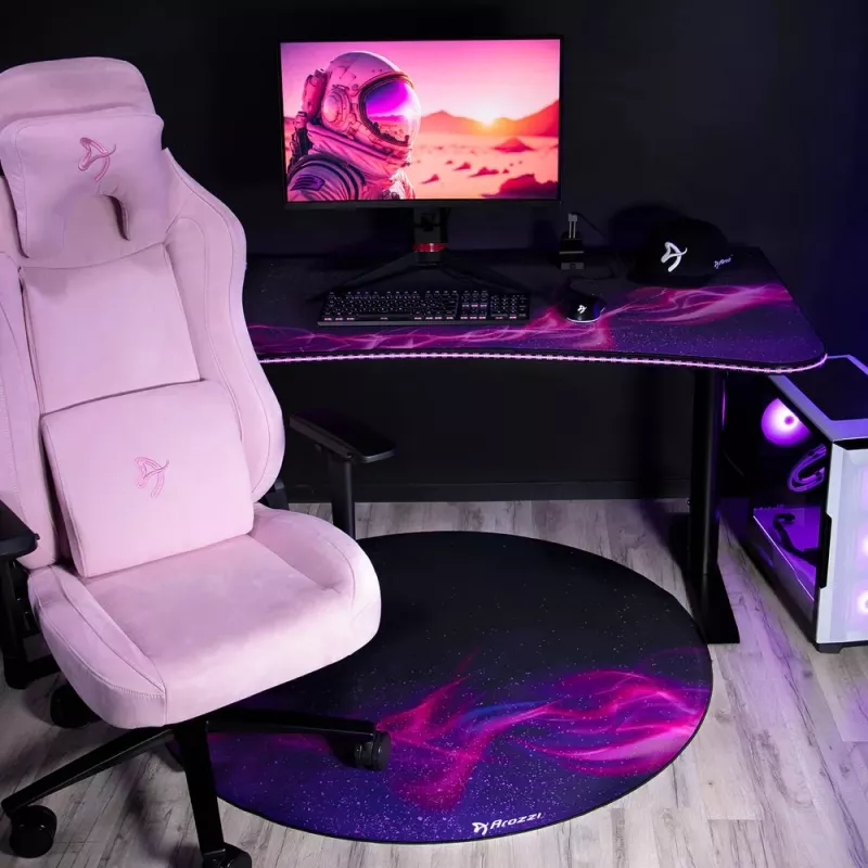 Tapete de proteção de chão Arozzi Zona Round Floor Pad — roxo Galaxy (tapete de proteção redondo para cadeiras e móveis)