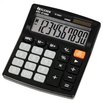 Calculadora de escritório ELEVEN SDC-810NR, visor de 10 dígitos, alimentação dupla, preta
