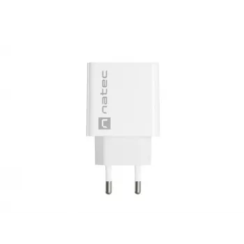 Carregador rápido de rede NATEC RIBERA 12V 20W USB-C PD 3.0 + USB-A Samsung AFC branco