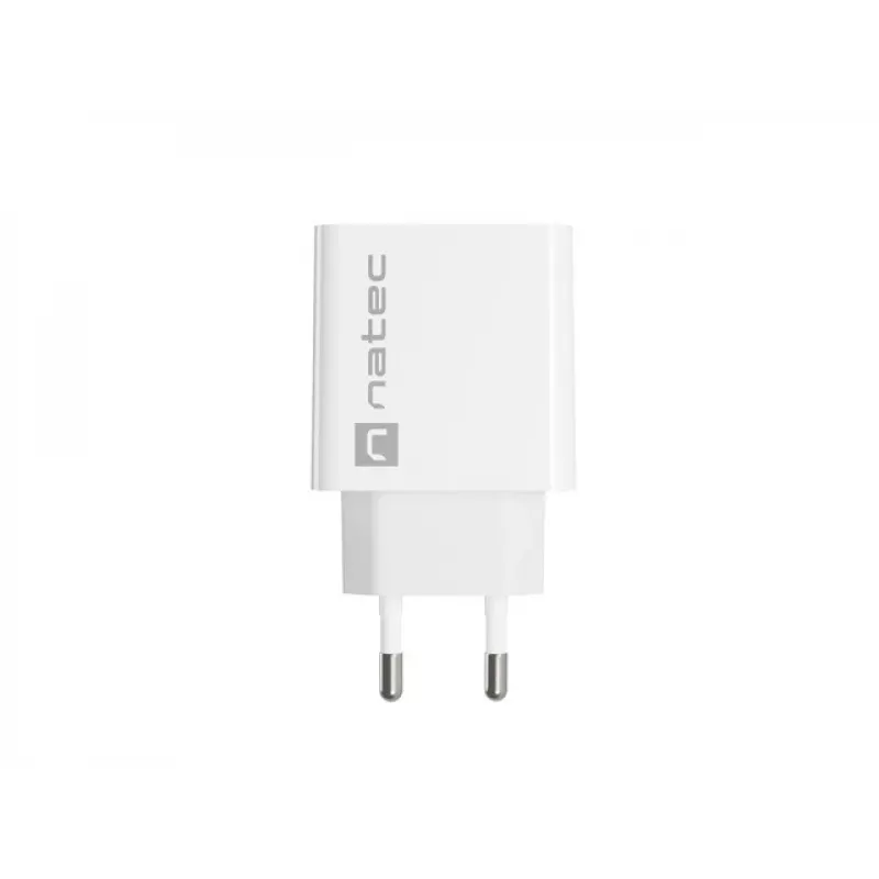 Carregador rápido de rede NATEC RIBERA 12V 20W USB-C PD 3.0 + USB-A Samsung AFC branco