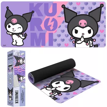 Tapete de rato Kids Euroswan 80x30 cm Hello Kitty Kuromi, tapete grande retangular para gaming/secretária