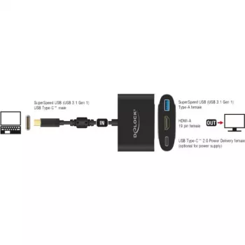 DeLOCK - Adaptador de vídeo externo - VL101 - USB-C 3.1 - HDMI - cinzento - retail (62991)